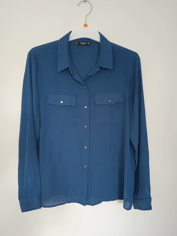 Chemisier léger, fluide, transparent, bleu Mango taille S